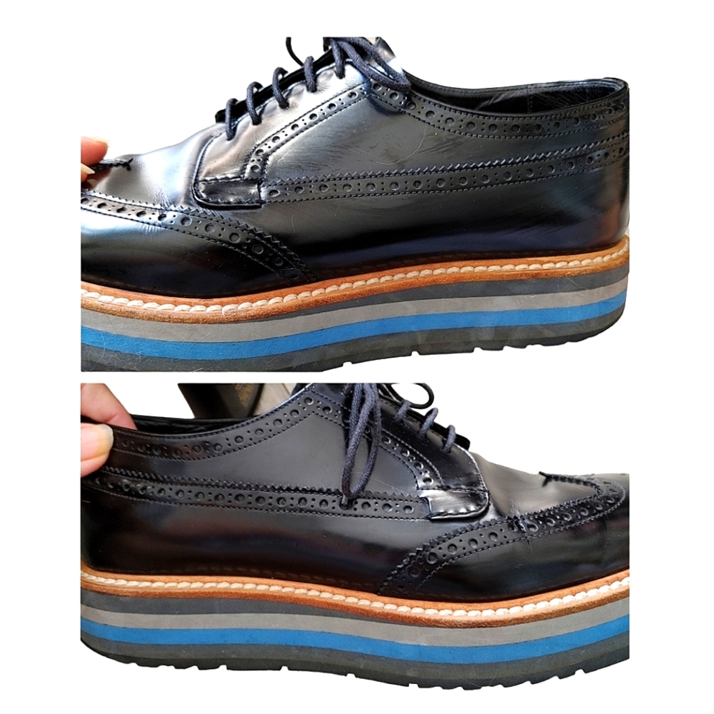 Prada Black Classic Leather Lace Up Laced Formal Shoes Derby - Picture 3 of 16